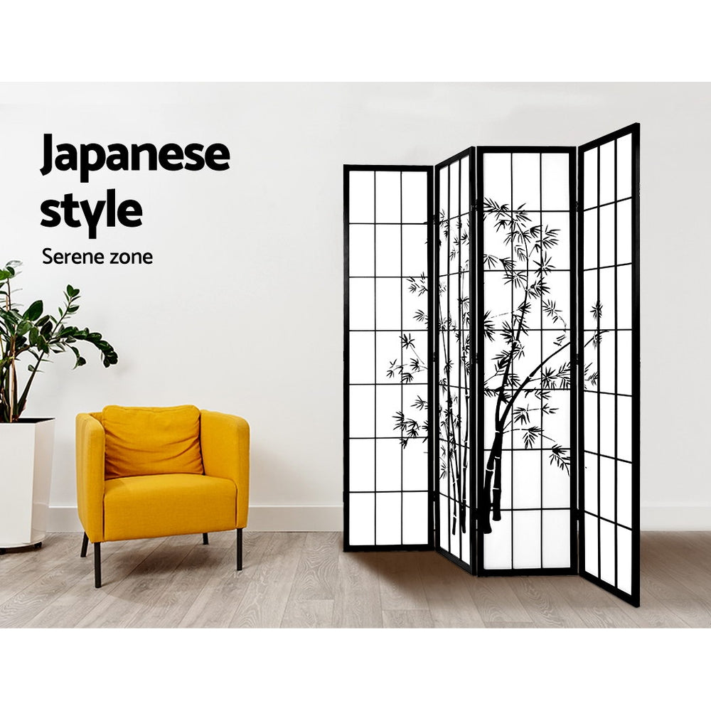 Room Divider - Black & White 4 Panel