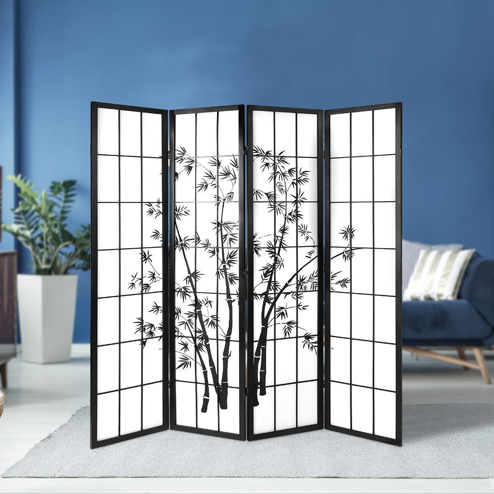 Room Divider - Black & White 4 Panel