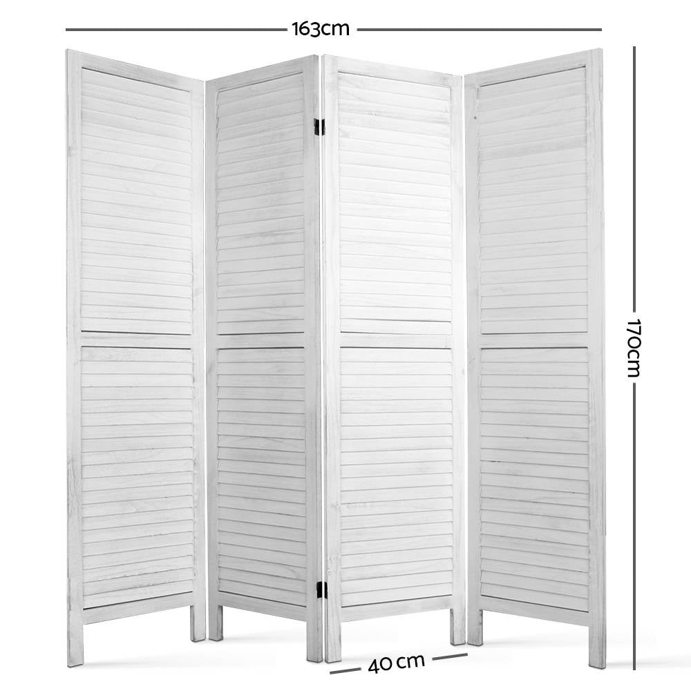 Room Divider 4 Panel - White