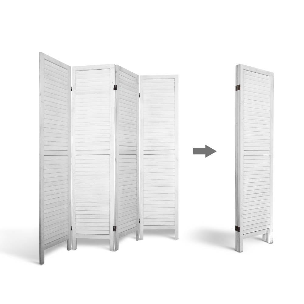 Room Divider 4 Panel - White