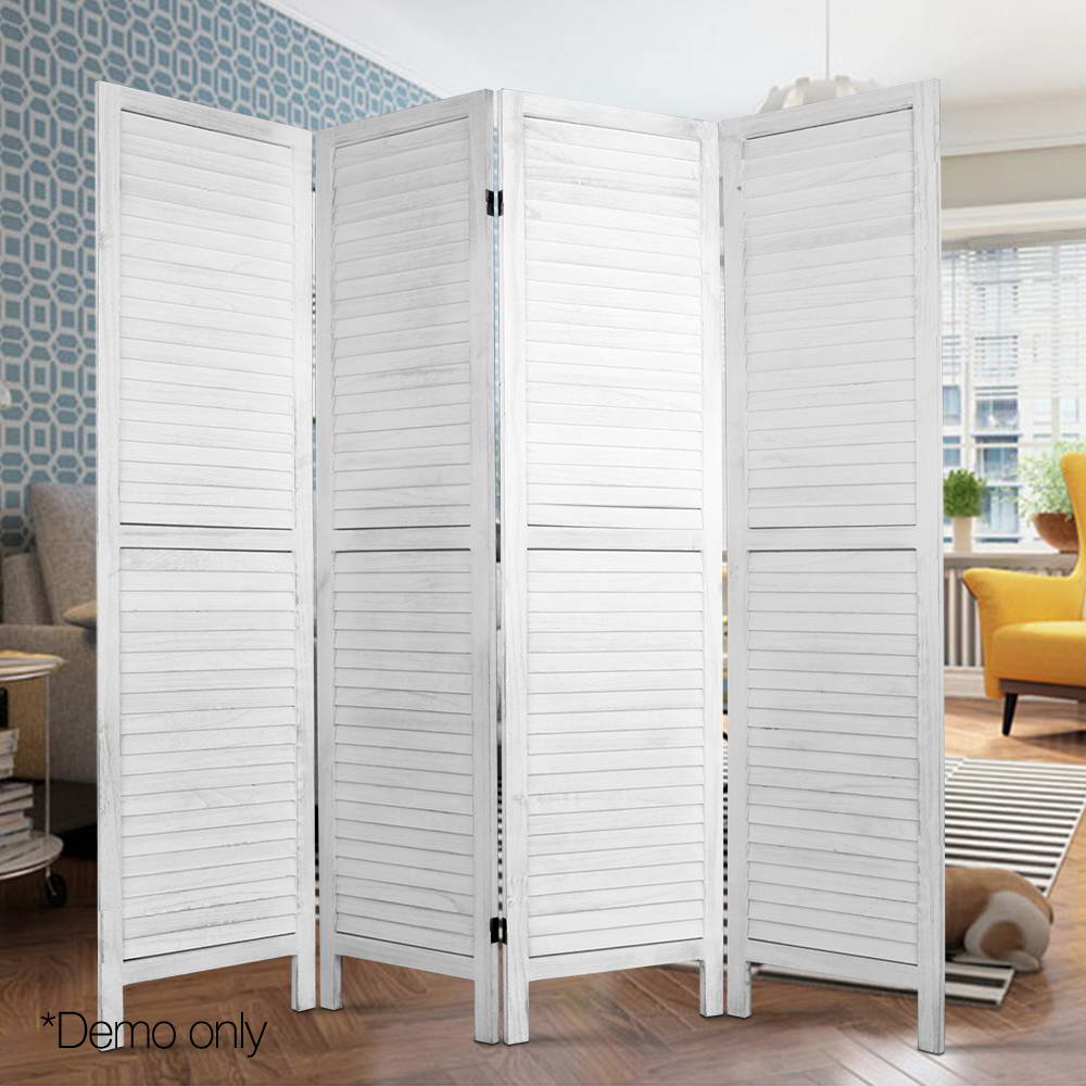 Room Divider 4 Panel - White