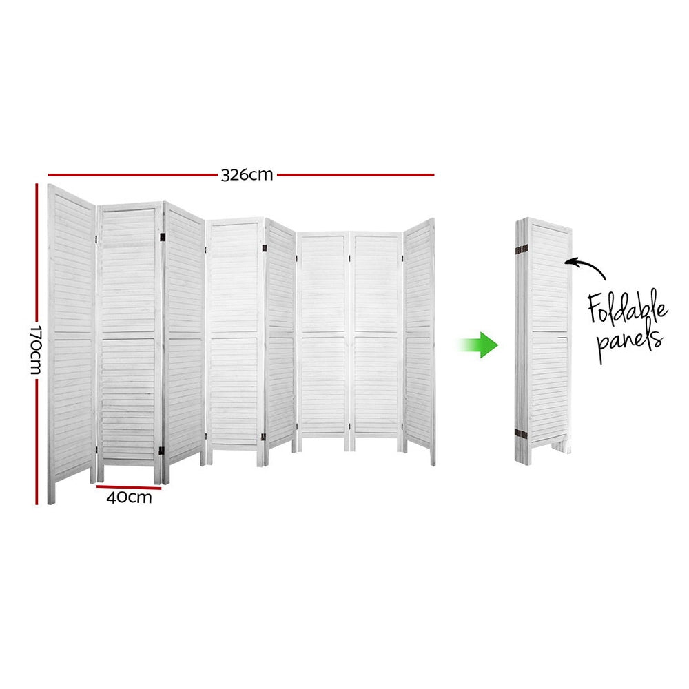 Room Divider Screen 8 Panel - White