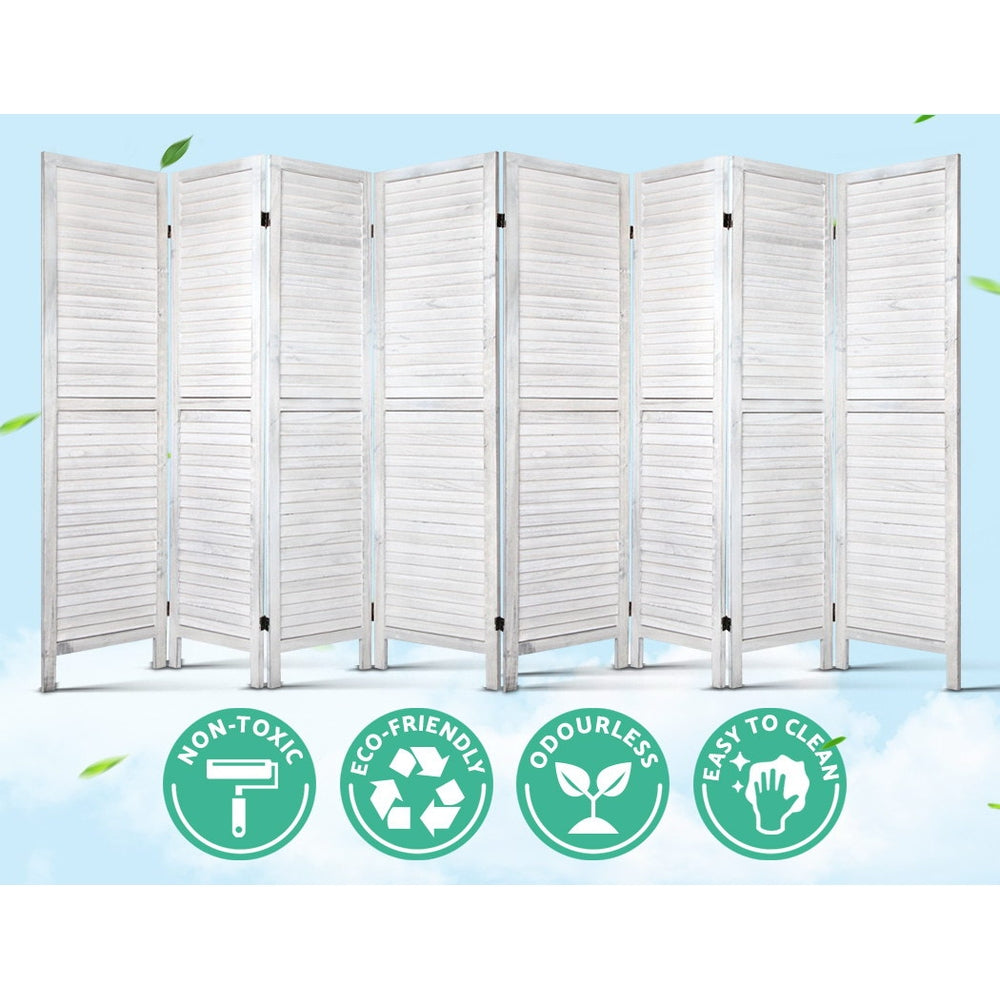 Room Divider Screen 8 Panel - White