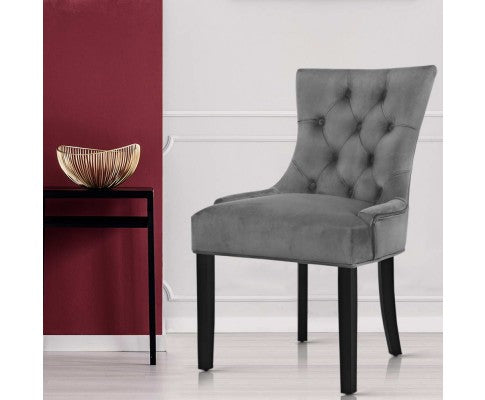 Dining Chairs x 2 Velvet French Provincial