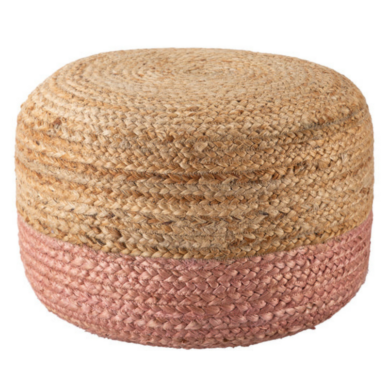 Ottoman 50 x 35 cm Hand Braided (Pink)