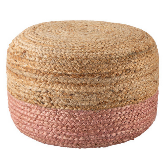 Ottoman 50 x 35 cm Hand Braided (Pink)