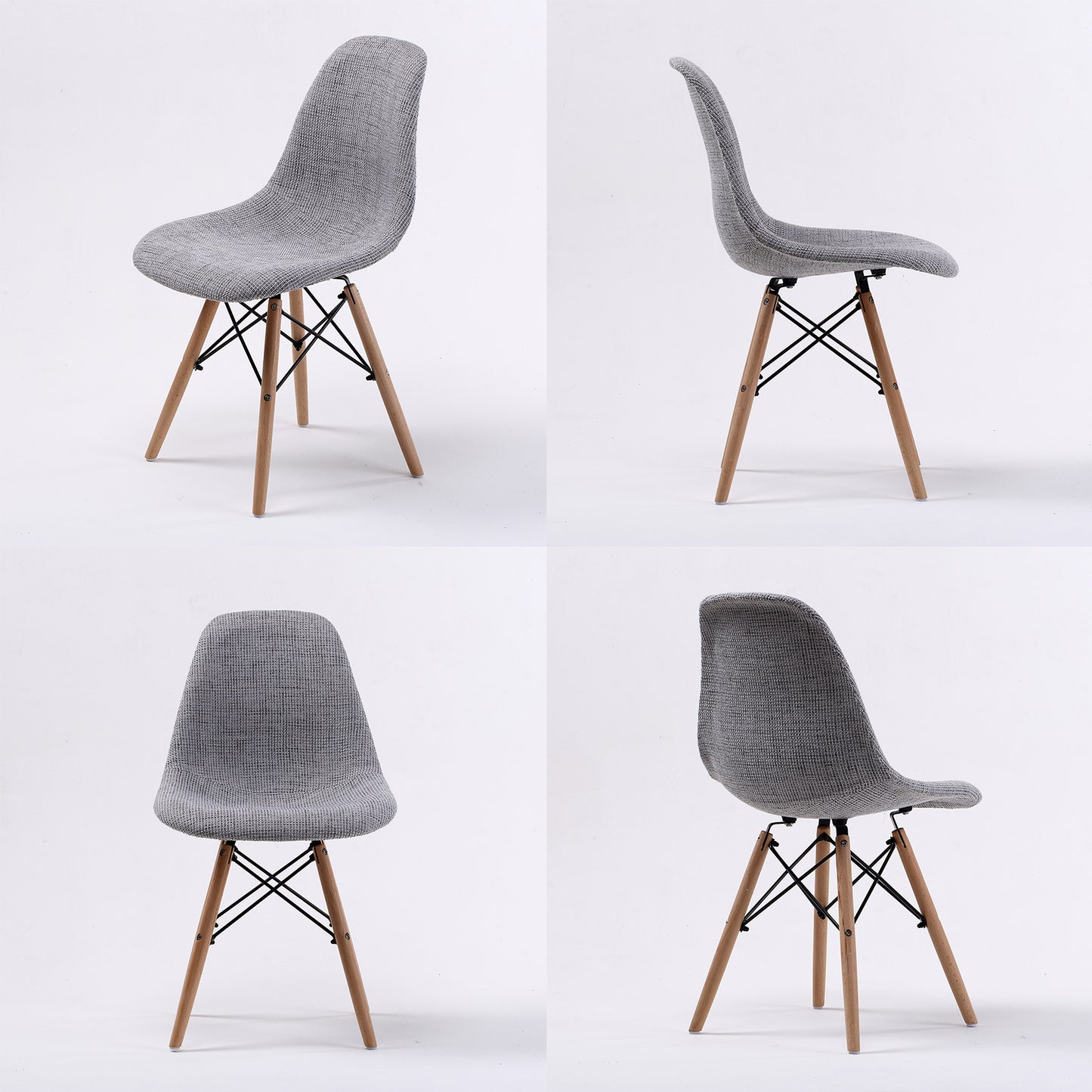 Dining  Chairx 2  Grey Fabric