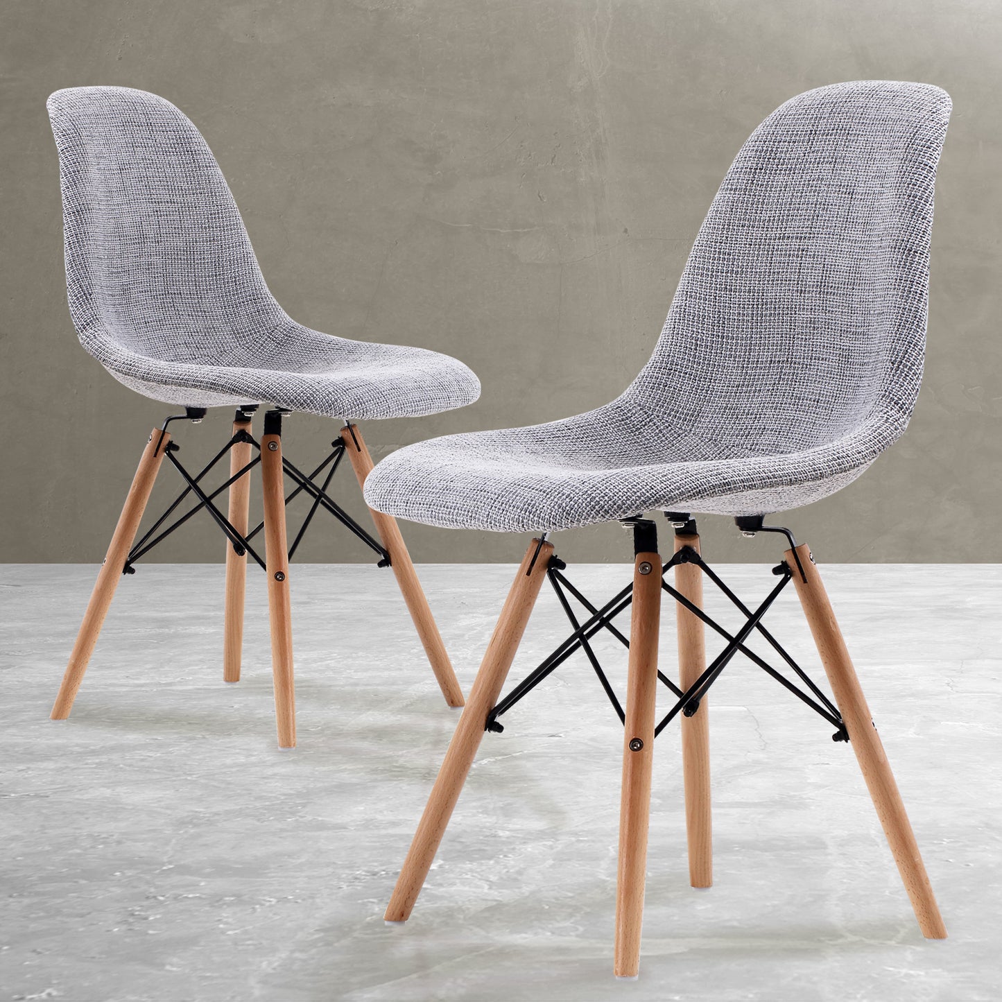 Dining  Chairx 2  Grey Fabric