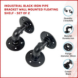 Industrial Black Iron Pipe Bracket - Set of 2