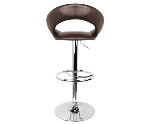 Set of 2 PU Leather Kitchen Bar Stool Chocolate