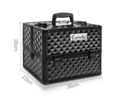 Portable Beauty Makeup Case Diamond Black