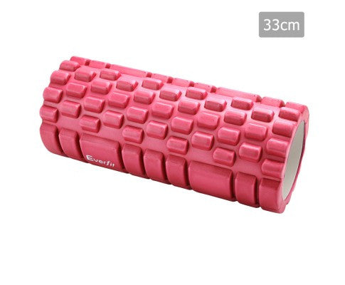 Yoga Gym Pilates EVA Grid Foam Roller Pink 33 x 14cm