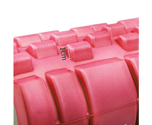 Yoga Gym Pilates EVA Grid Foam Roller Pink 33 x 14cm