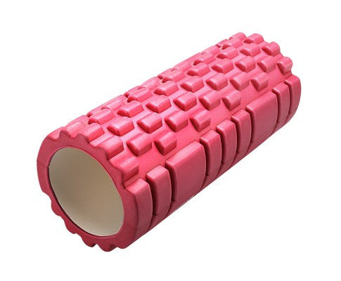 Yoga Gym Pilates EVA Grid Foam Roller Pink 33 x 14cm