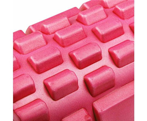 Yoga Gym Pilates EVA Grid Foam Roller Pink 33 x 14cm