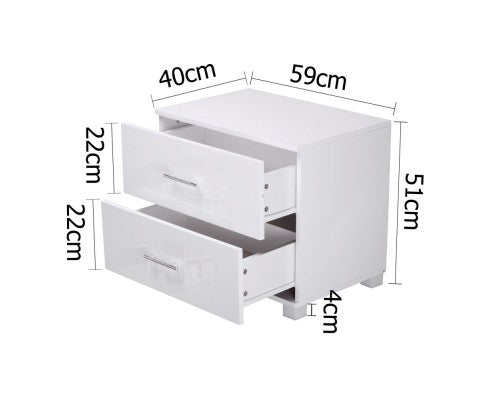 Bedside Table -  High Gloss White