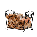Traderight Firewood Rack Storage Foldable Log Wood Outdoor Indoor Leave Design