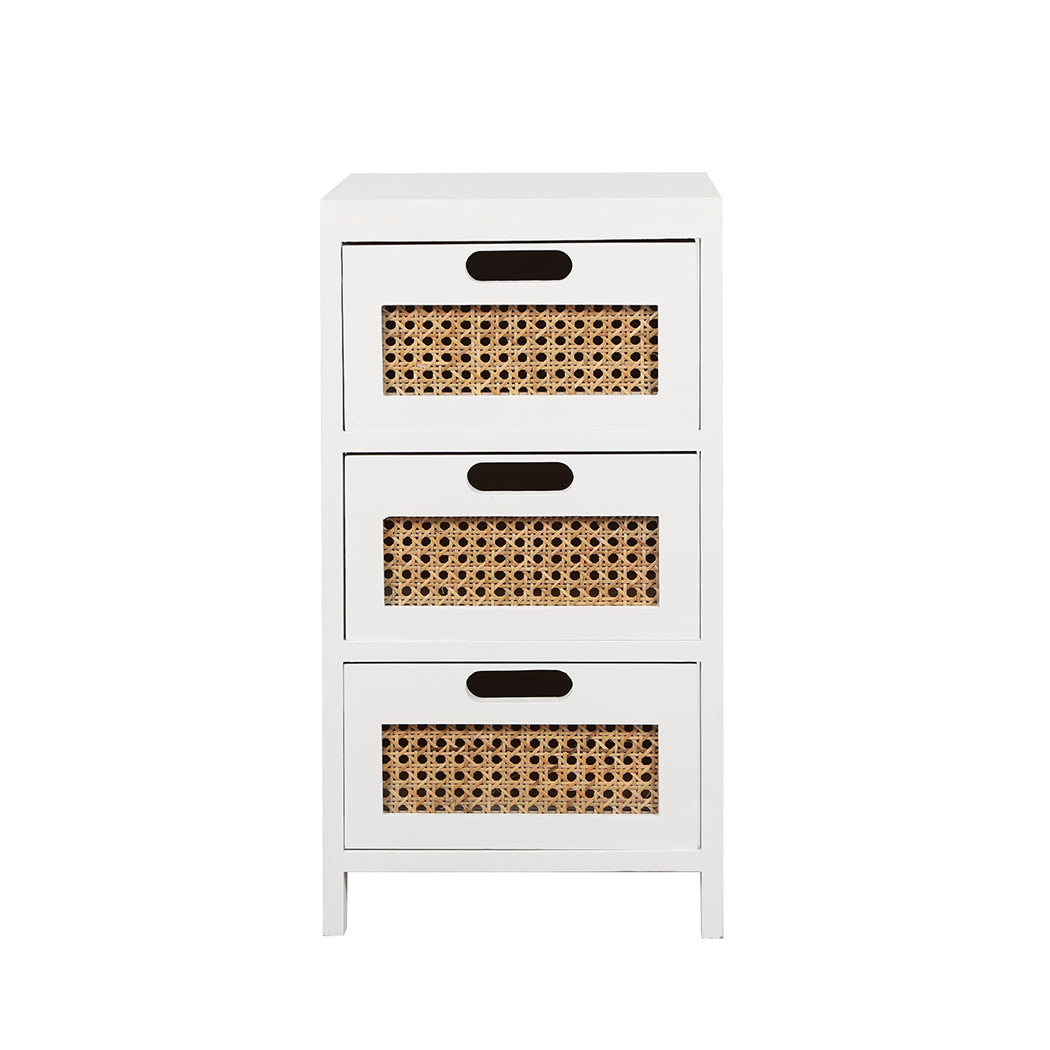 Bedside Table with Drawers- White