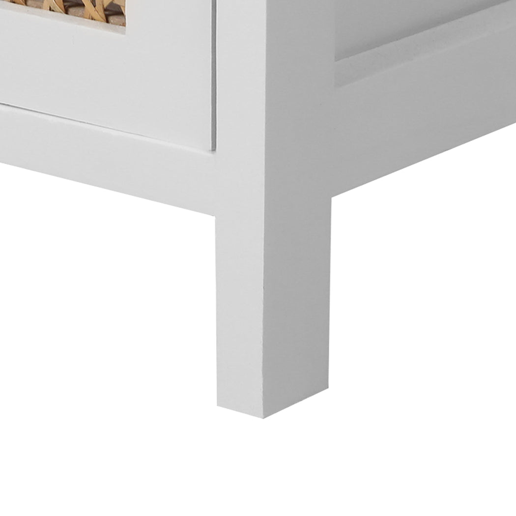 Bedside Table with Drawers- White