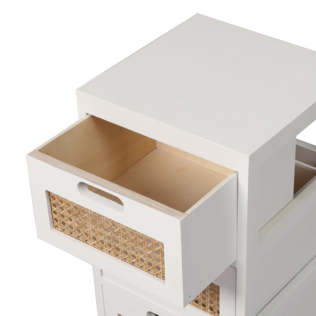 Bedside Table with Drawers- White