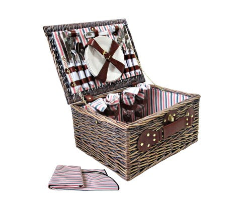 4 Person Picnic Basket Set w/ Blanket