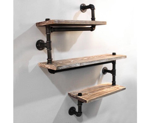 Rustic Industrial DIY Floating Pipe Shelf